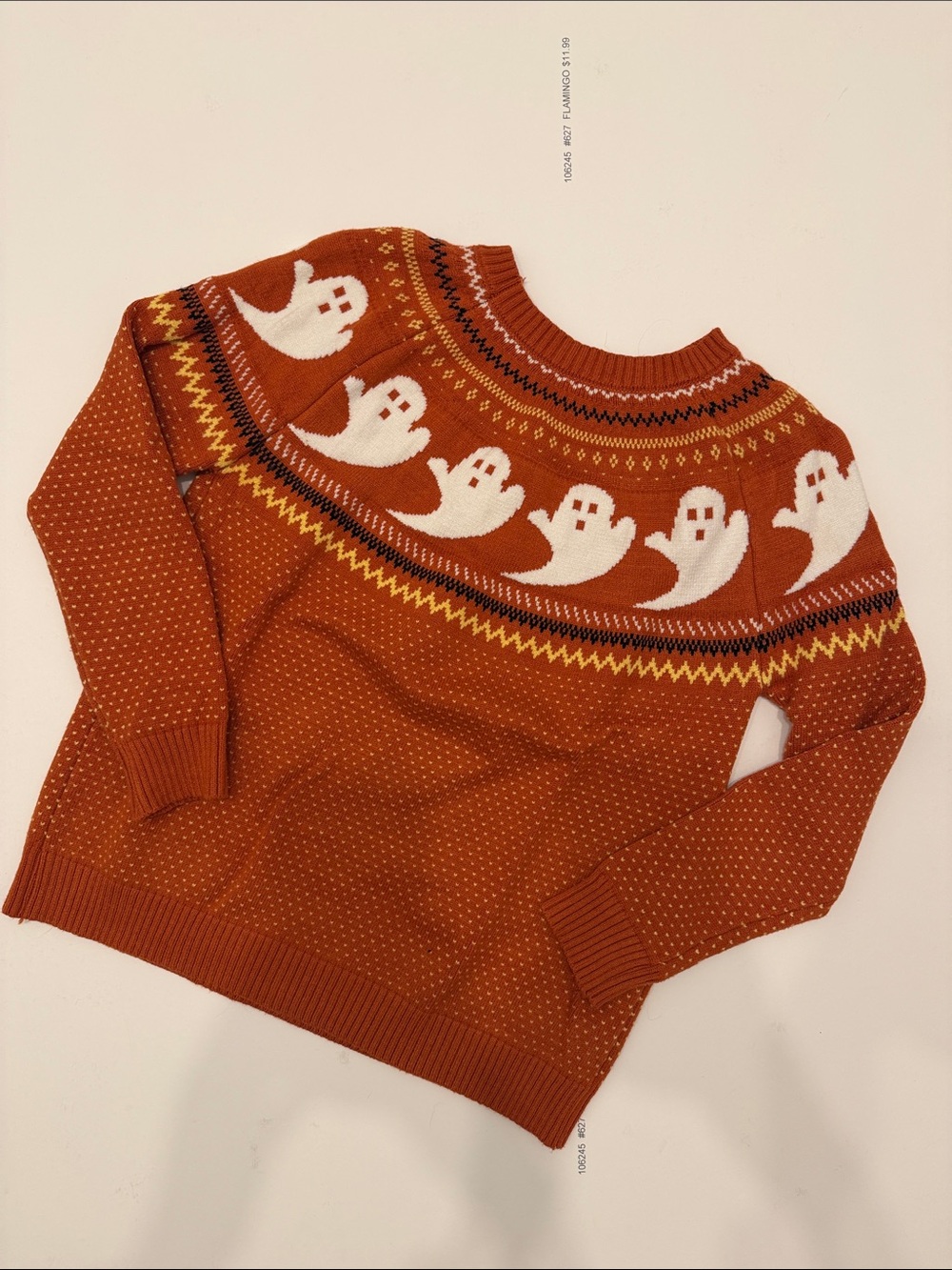 Women's Rust Orange Ghost Fair Isle Sweater